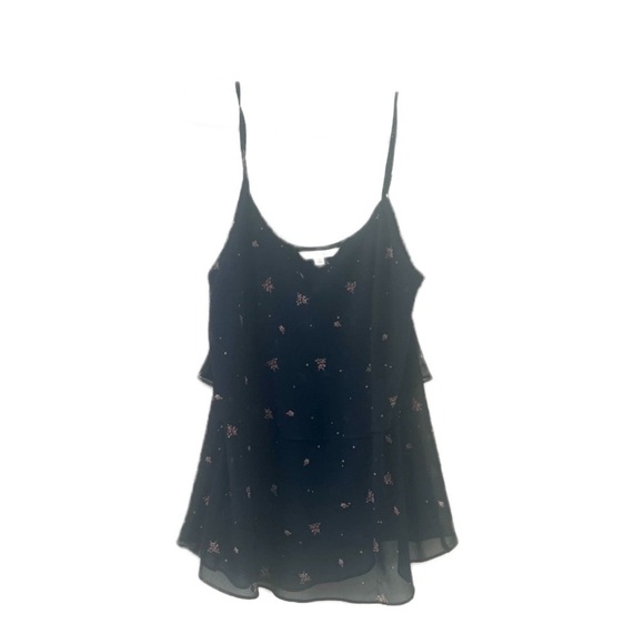 Cabi Spaghetti Strap Tiered Chiffon Top Navy Floral - Picture 1 of 4
